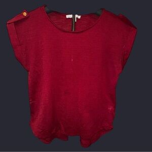 Haute Monde Red Boxy Blouse with Short Sleeves
